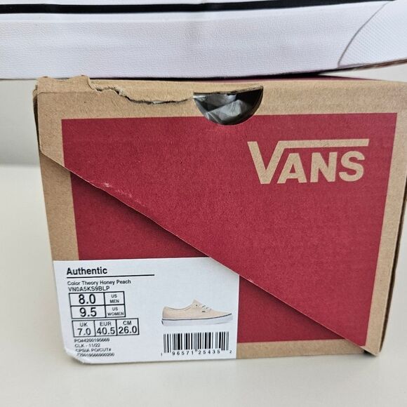 NWT Vans | Color Theory Honey Peach Authentic Low Top Lace Up Shoes Mens 8 - Picture 9 of 9